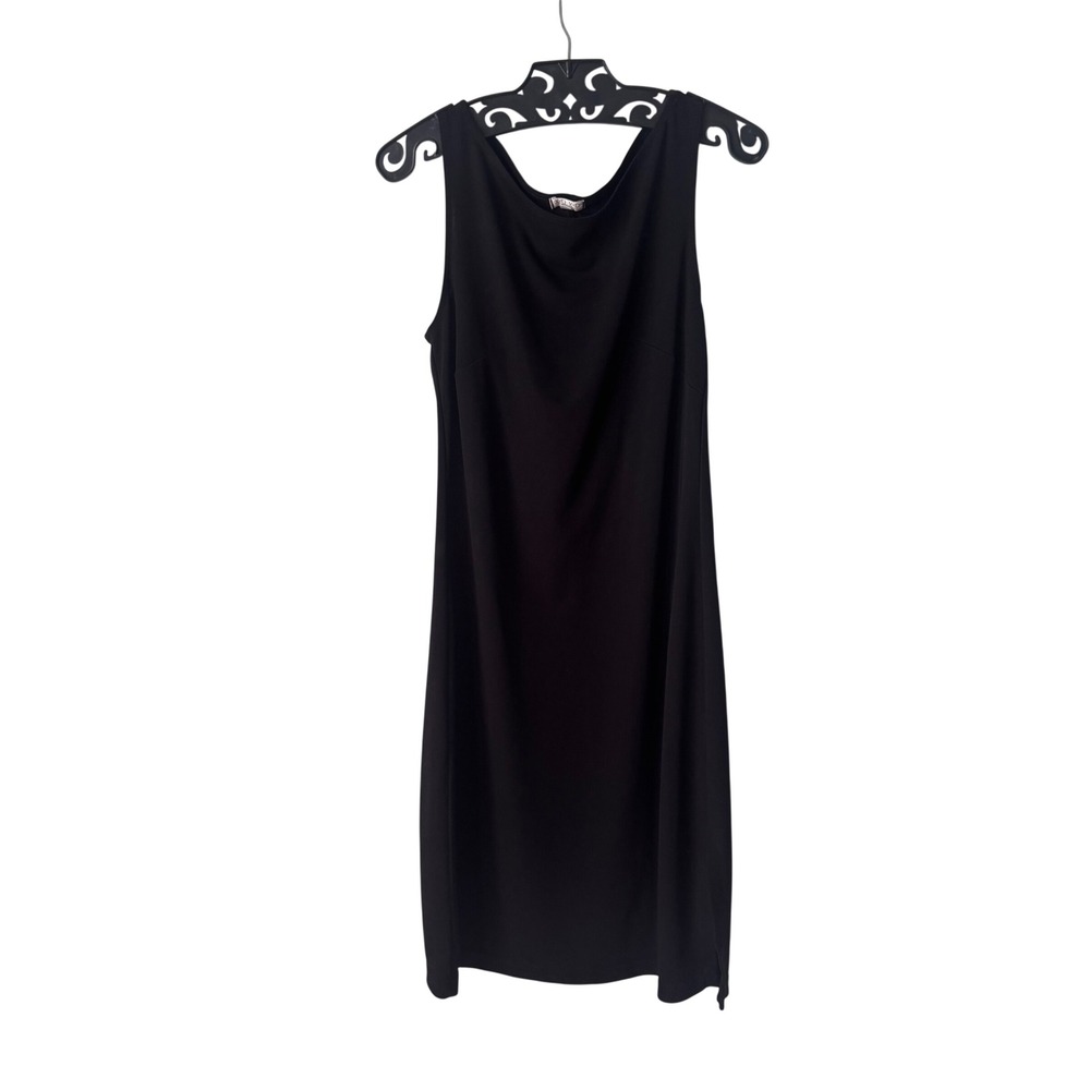 XOXO Black Sleeveless Boat Neck Shift Dress Side Slit Size Small LBD